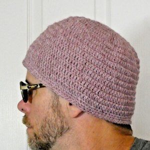 Light Purple Beanie Skull Cap Men Women Winter Hat Handmade Crochet Knit OS